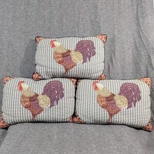 Vintage Farmhouse Rooster Tapestry Accent Pillow Set‎ of Three Rectangular 18x12
